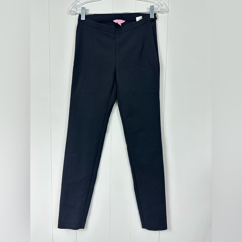 Lilly Pulitzer Sz 2 Women’s Stretch Black Skinny Pants Size Zip Flat Front